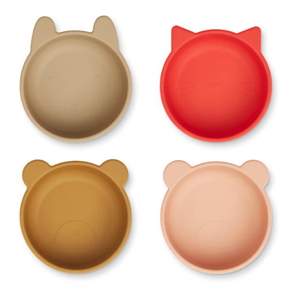 Iggy Silicone Bowls - 4 Pack - Apple Red/Tuscany Rose Multi Mix