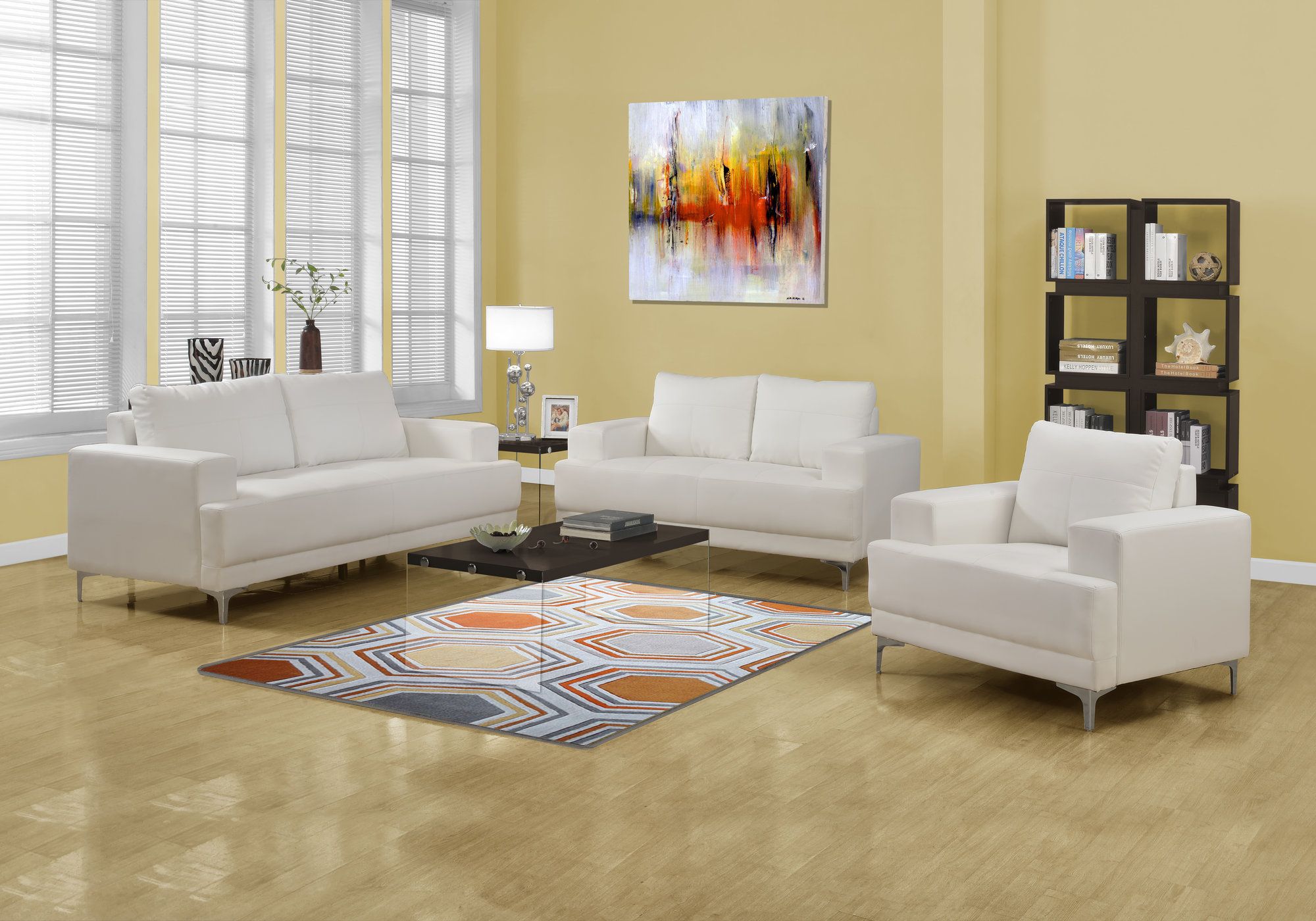 Ivory Bonded Leather Living Room Set Maximum Impact Plus