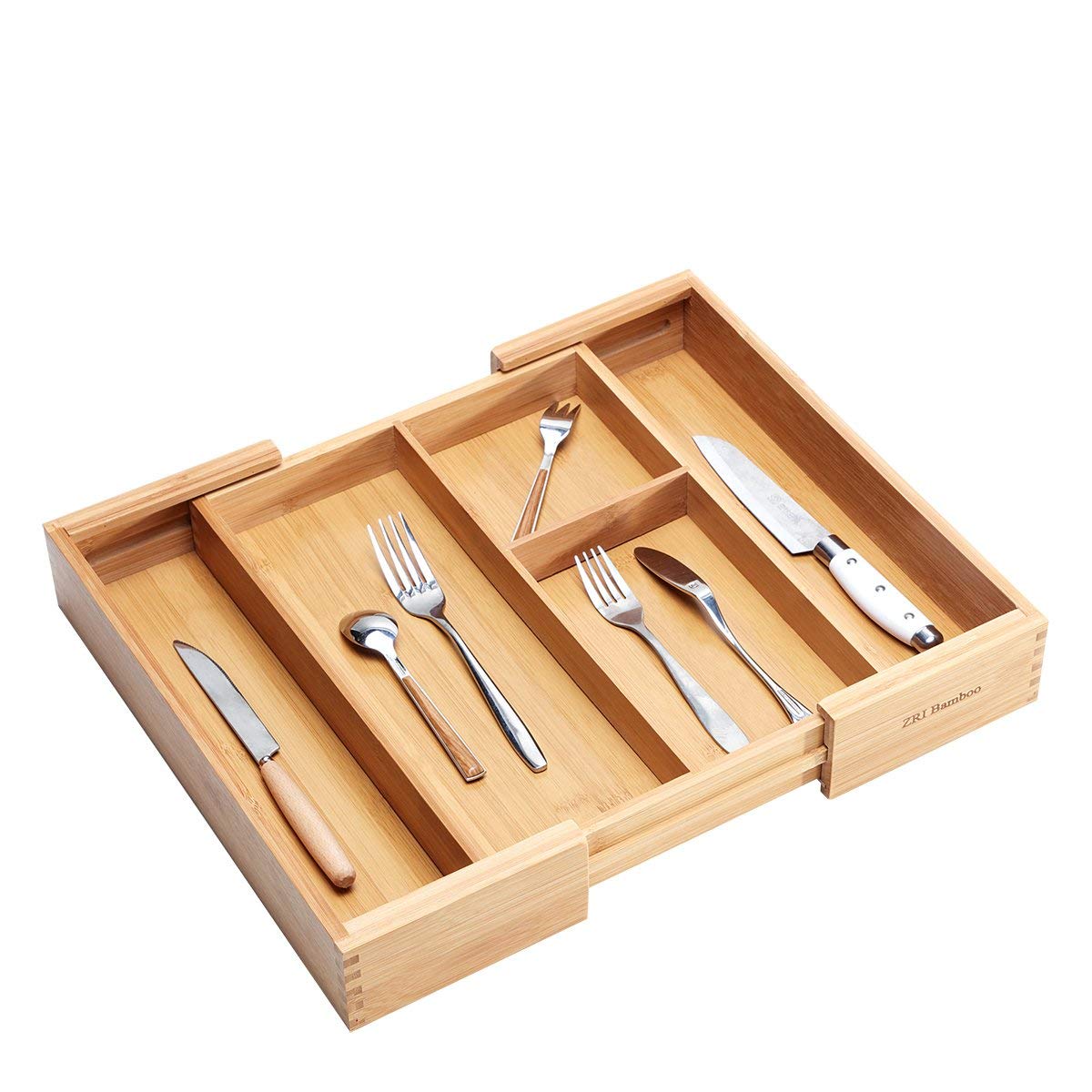 Bamboo Gadget Cutlery Tray Expandable Drawer Organizer Divider