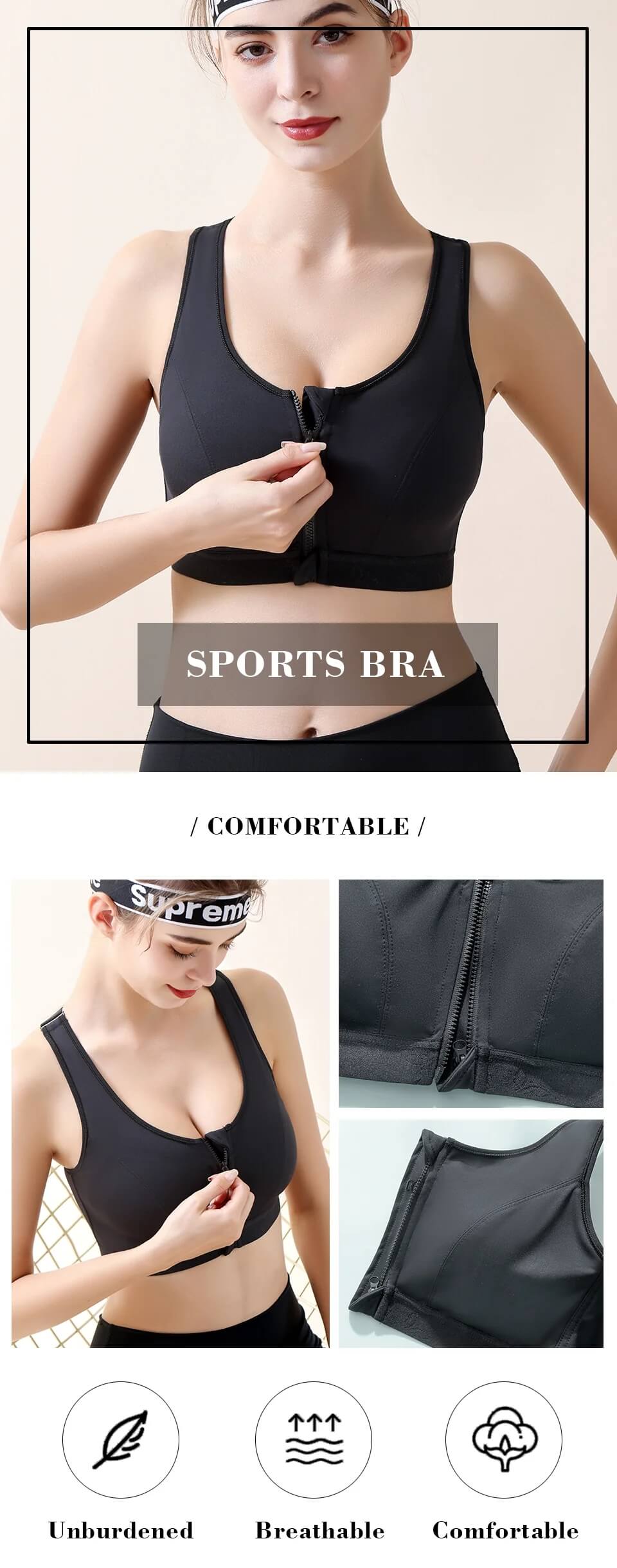 FallSweet Back Cross Zip Sports Bra