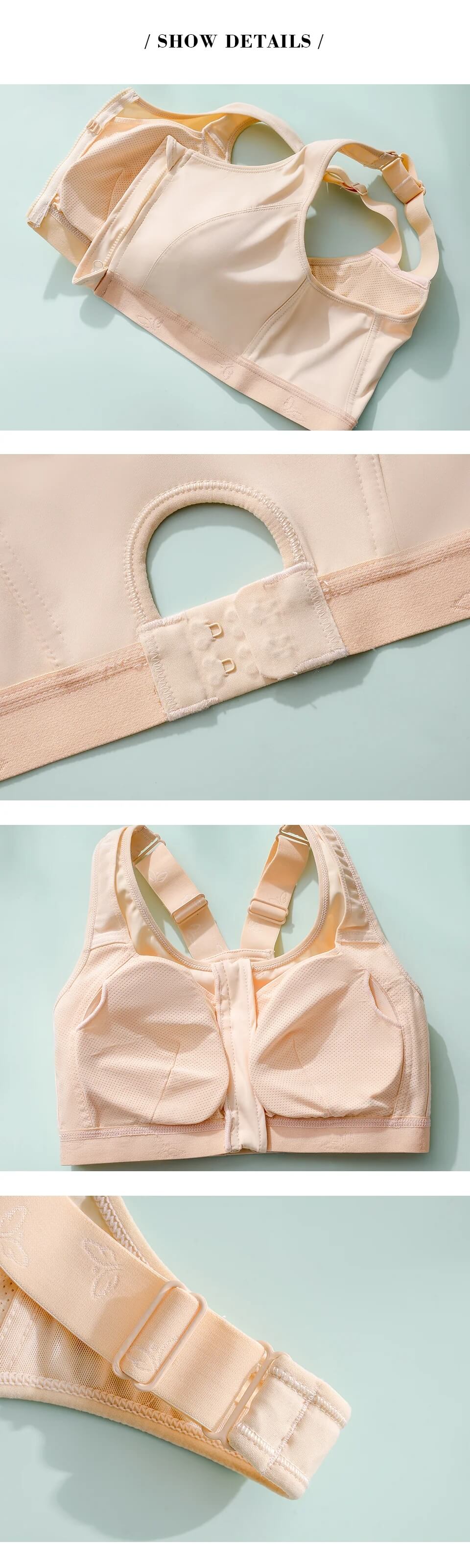 details of Back Cross Zip Sports Bra