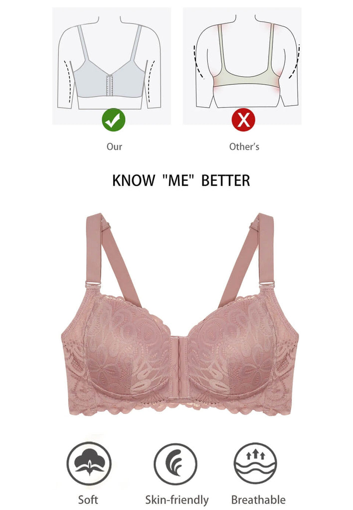 details of FallSweet "Sexy Lace" Comfortable Front Closure Wireless Bra