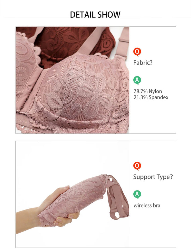 details of FallSweet "Sexy Lace" Comfortable Front Closure Wireless Bra