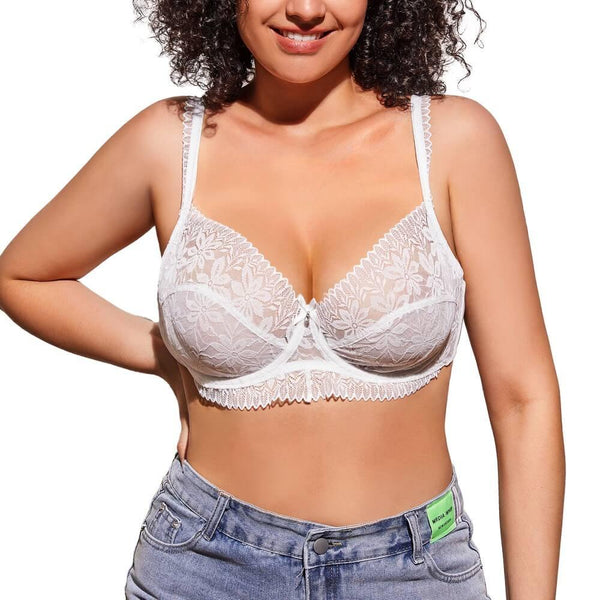 Delicate Sheer Lace Balconette Bra