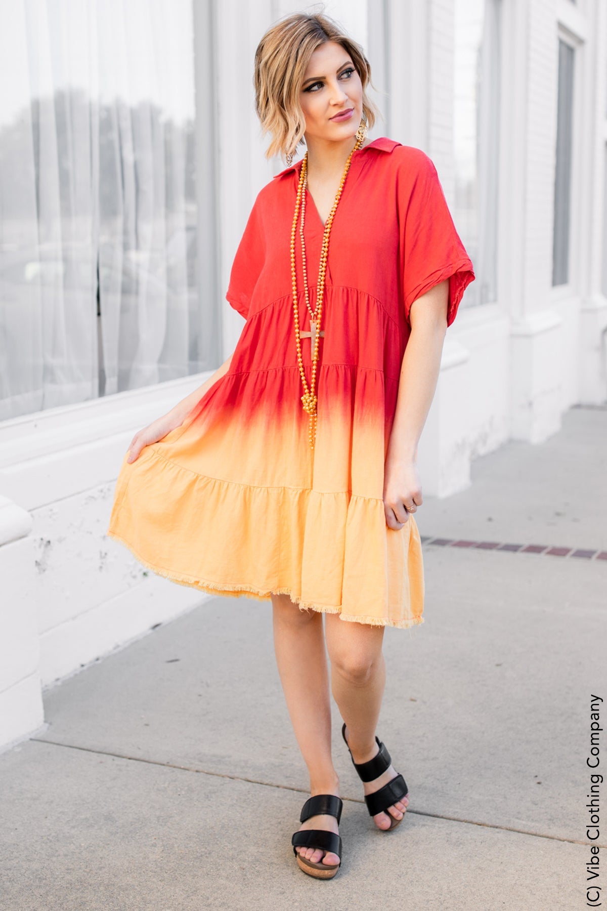 Rock The Boat Babydoll Dress-Coral