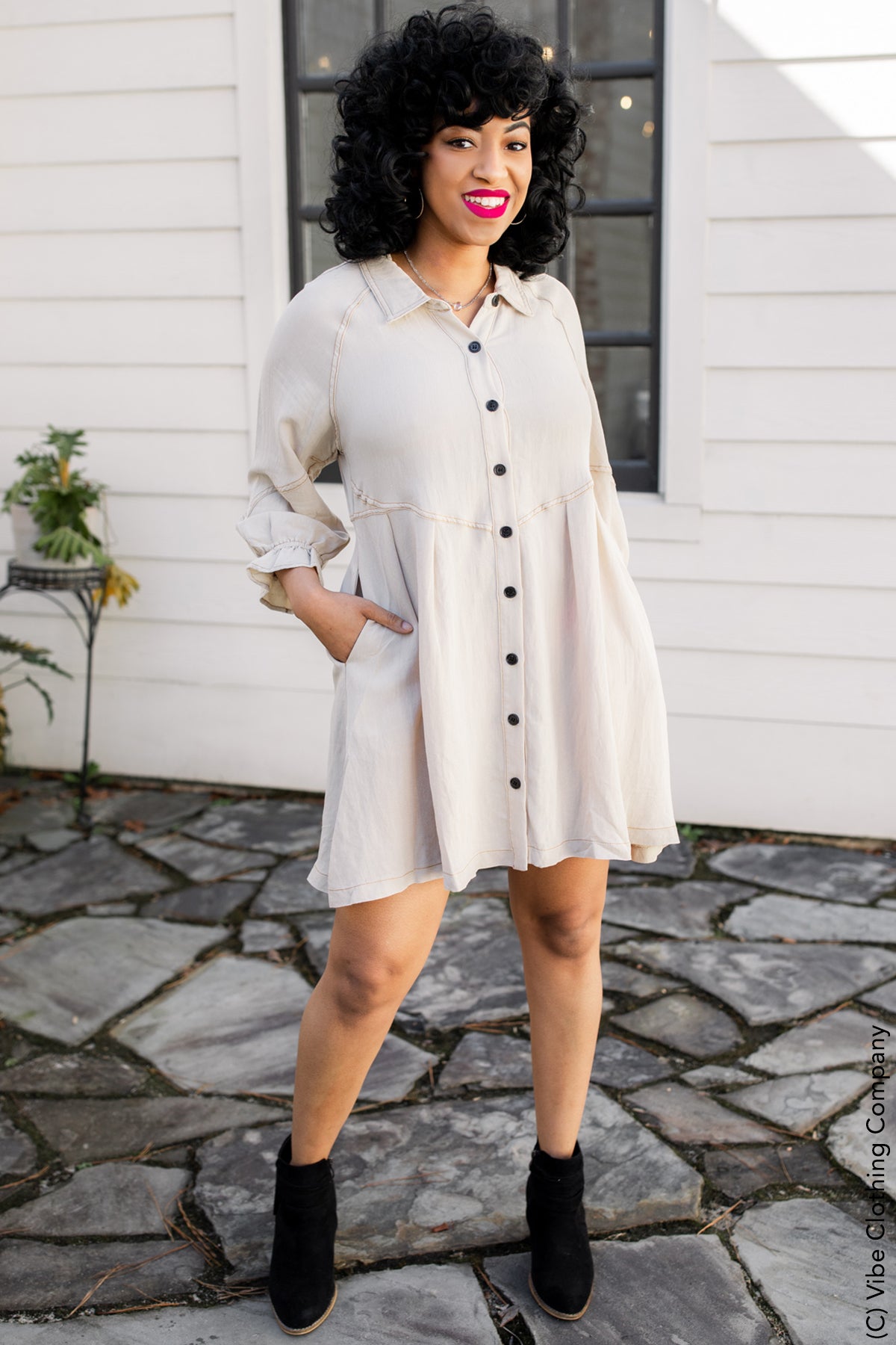 Stand In The Storm Button Up Dress