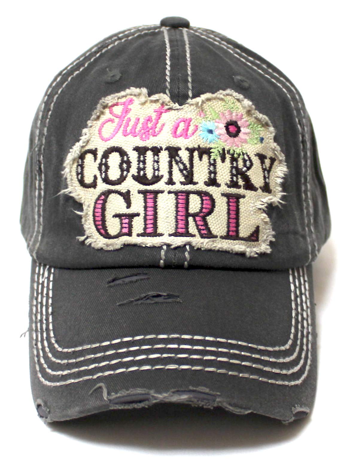 Women's Summer Cap Just a Country Girl Spring Floral Patch Embroidery – Caps  'N Vintage