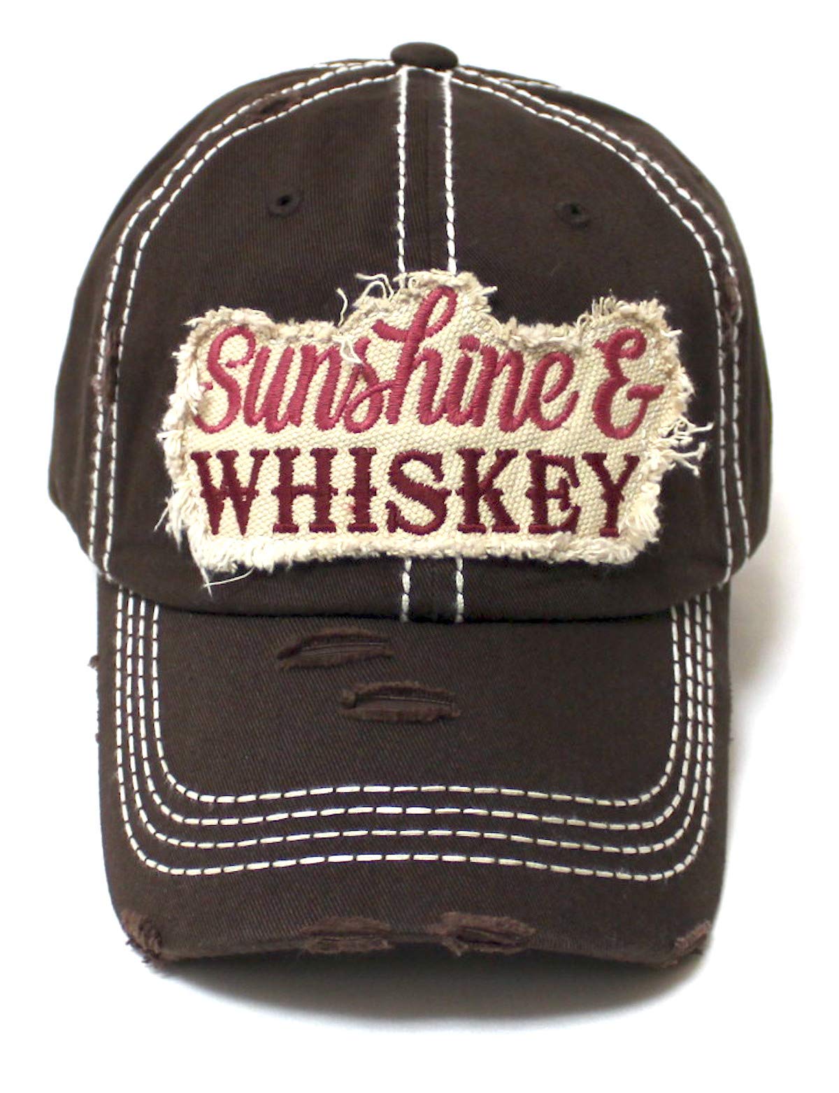 California Golden Chocolate Sunshine & Whiskey Distressed Vintage Hat - Caps 'N Vintage 