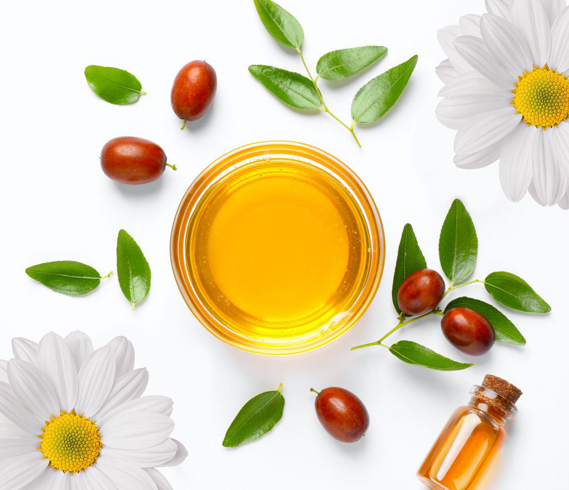 Jojoba Oil
<p> May help promote collagen synthesis and reduce the appearance of fine lines, wrinkles and scars. Long-lasting hydration. Mimics the skin’s natural sebum, penetrating deeply to ferry high loads of nutrients and antioxidants into the skin. Protects against UVB damage (making it great to apply before yoni sunning!). </p>

Chamomile  Flowers
<p>Repairing, regenerating, and strengthening properties. Hydrating. Eases skin rashes and scarring. Known to alleviate menstrual pain and to be beneficial for amenorrhea. Soothes dry and sensitive skin and helps alleviate skin conditions such as herpes. Calming to the nervous system. Grounding and anchoring for past trauma, abuse and PTSD.</p>