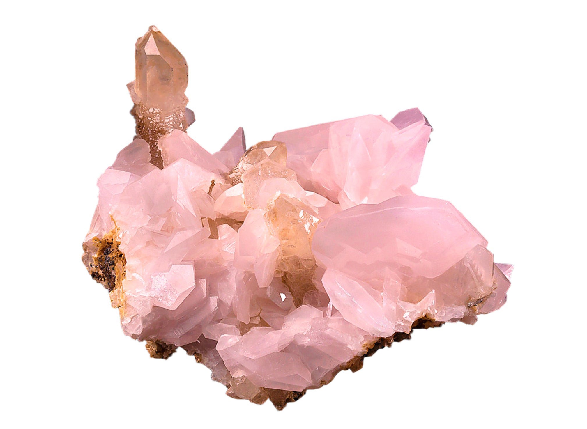 Pink Calcite + Clear Quartz: The Excavator