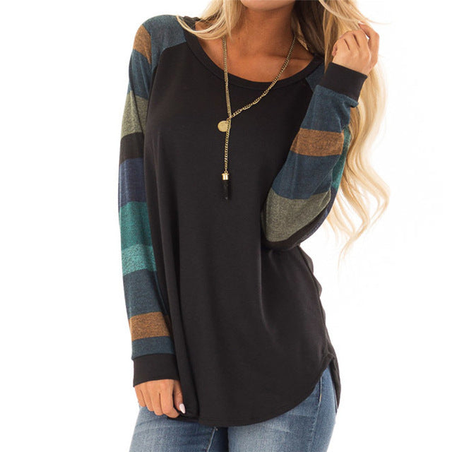Stripe Patchwork Casual Top