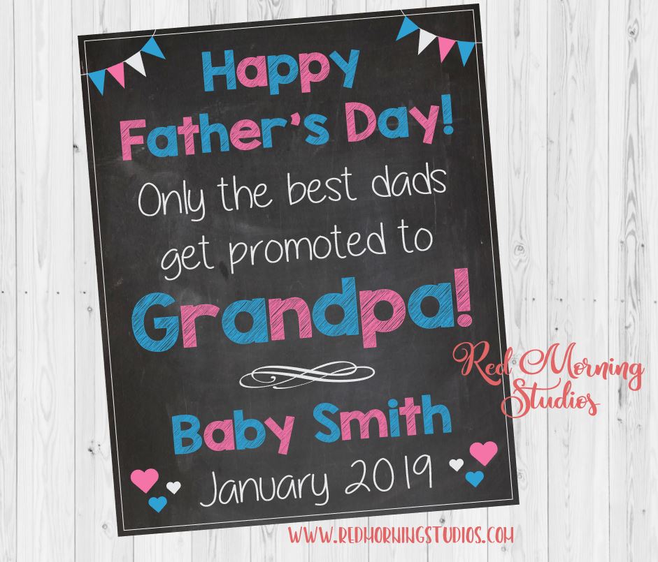 Download Father S Day Pregnancy Reveal Sign To Grandpa Red Morning Studios