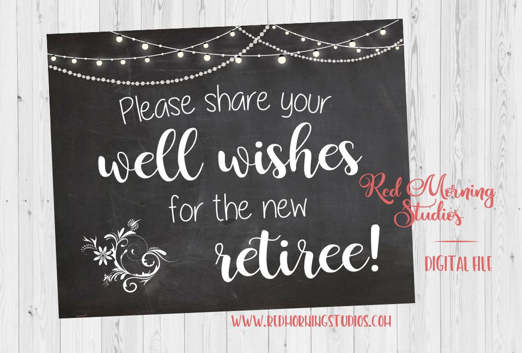 well wishes for the retiree printable retirement party sign red