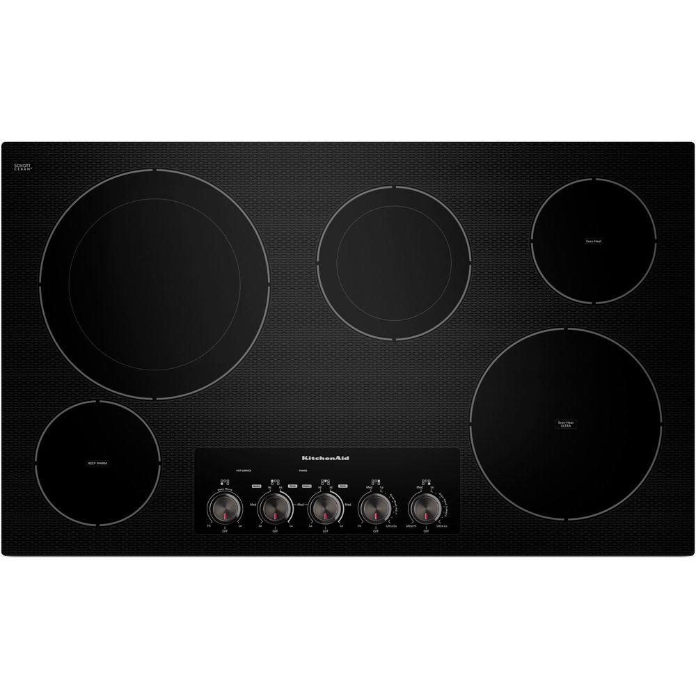 Kitchenaid 36 In Ceramic Glass Electric Cooktop In Black With 5