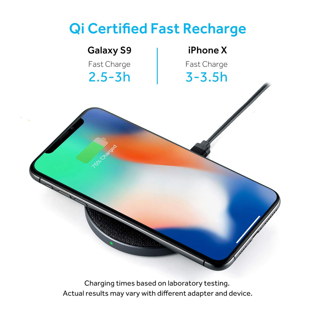 Lecone 10W Fast Wireless Charger Qi Certified Premium Fabric Wireless