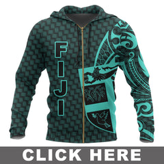 Fiji Zipper Hoodie Turquoise