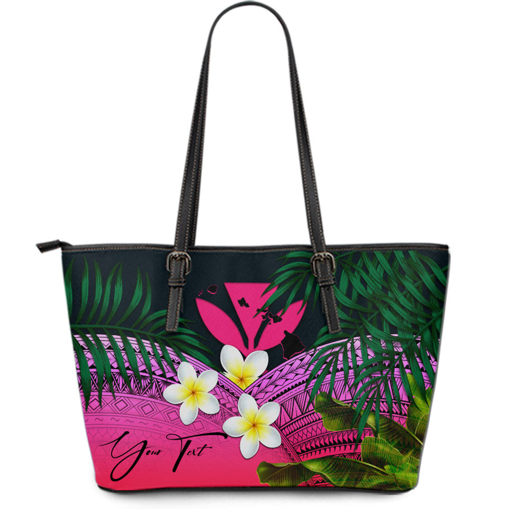 (Custom) Kanaka Maoli (Hawaiian) Leather Tote Bag, Polynesian Plumeria ...