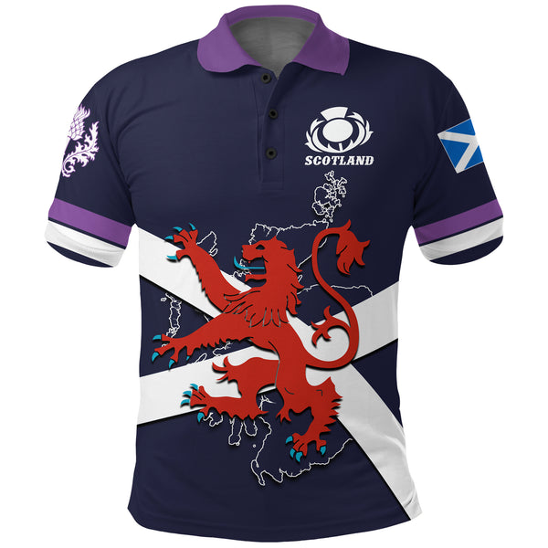 Scotland Rugby Polo Shirt Lion Rampant with Thistle