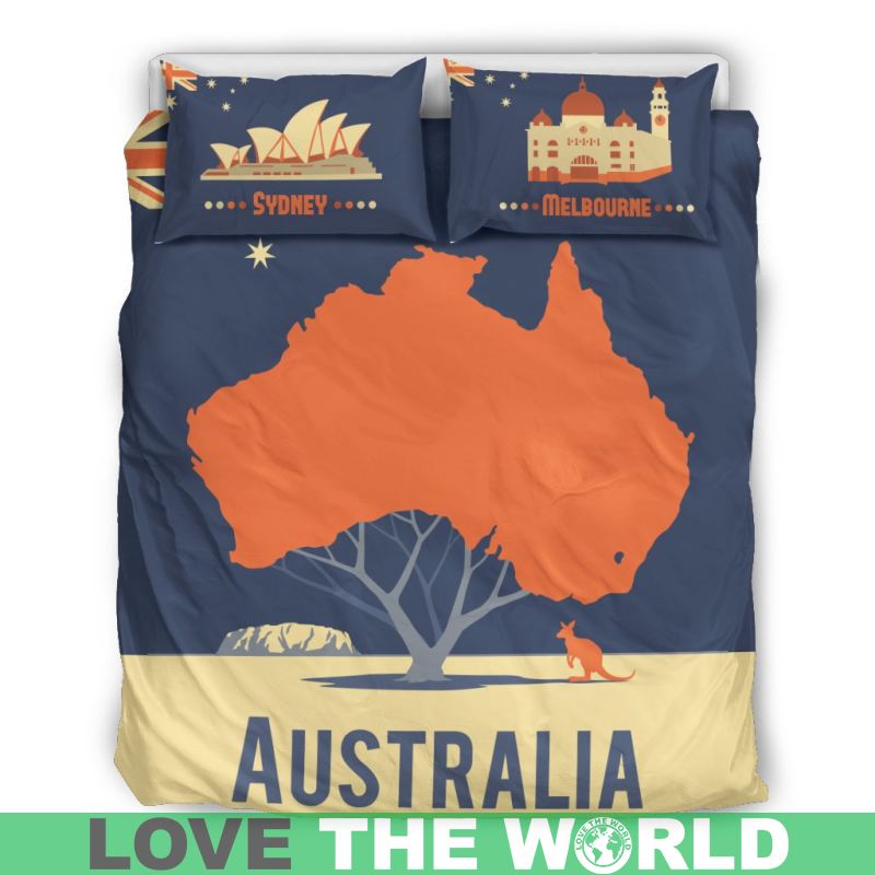 Australia Map And Flag Bedding Set Dn1 Bedding Set Black Black