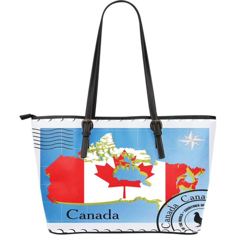 Canada Stamp Large Leather Tote Bag Dm9 |Bags| Love The World – LoveTheWorld