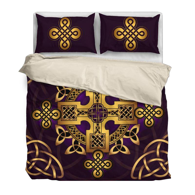 Celtic Duvet Covers Celtic Cross In Purple Style Bedding Set