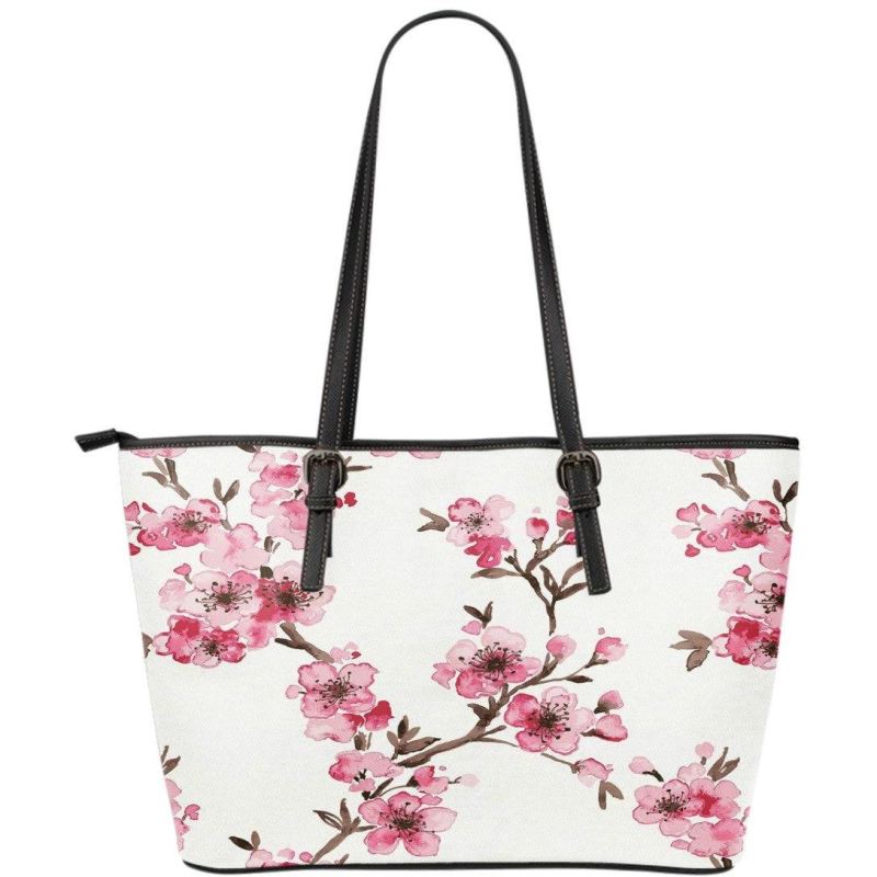 Cherry Blossom Pattern Large Leather Tote |Bags| Love The World – LoveTheWorld