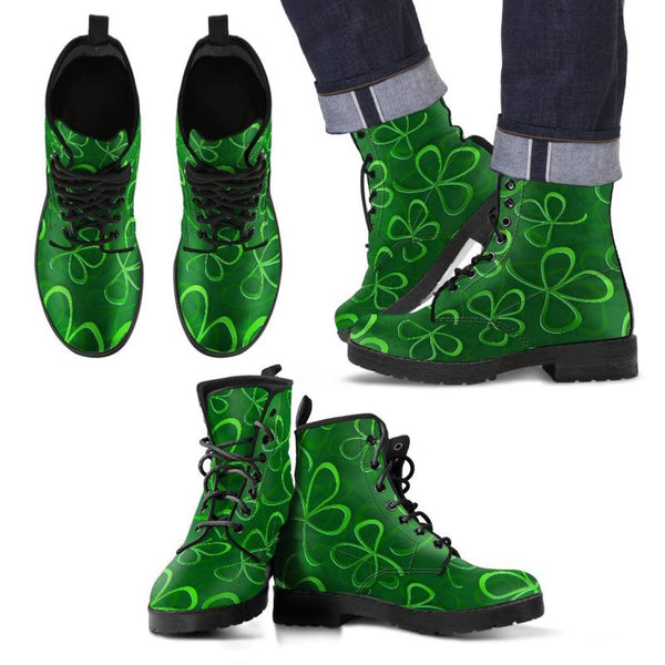 Ireland Shamrock Pattern Leather Boots 