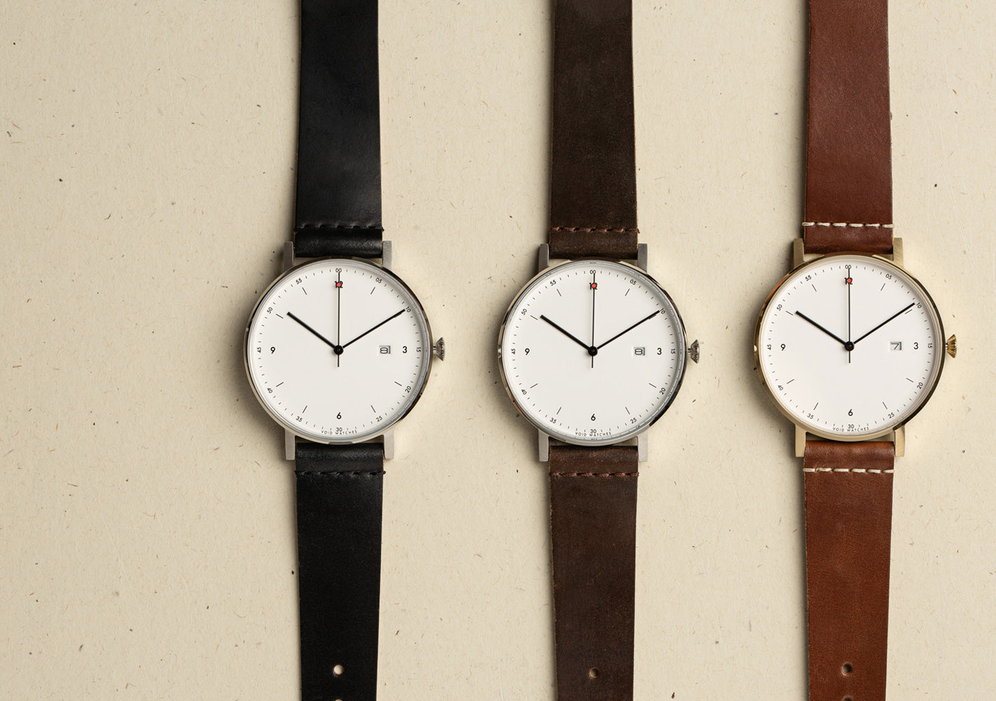 The PKG01 Horween Collection from VOID Watches, designed by Patrick Kim-Gustafson.