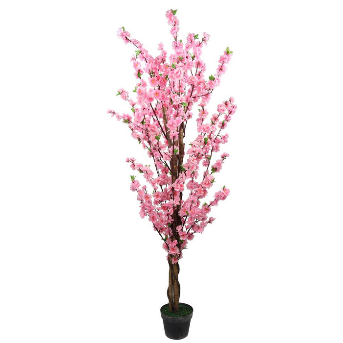 Artificial Peach Blossom Potted Tree 160cm — FabFinds