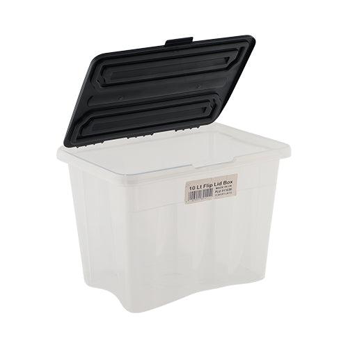 Black Plastic Storage Box With Lid 14L- FabFinds