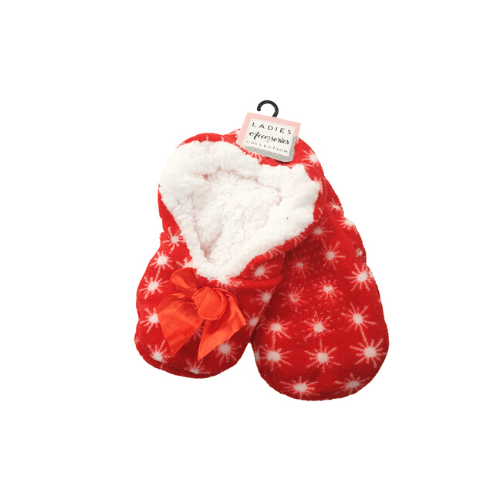 Ladies Cosy Toes Slippers Red & White – FabFinds