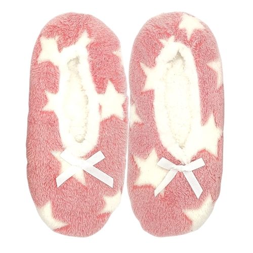 Ladies Luxury Memory Foam Faux Fur Slippers Pink Assorted Sizes