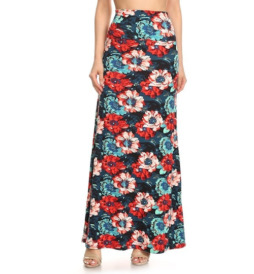 Maxi Skirt - Hibiscus Flower design – The Purple Puddle