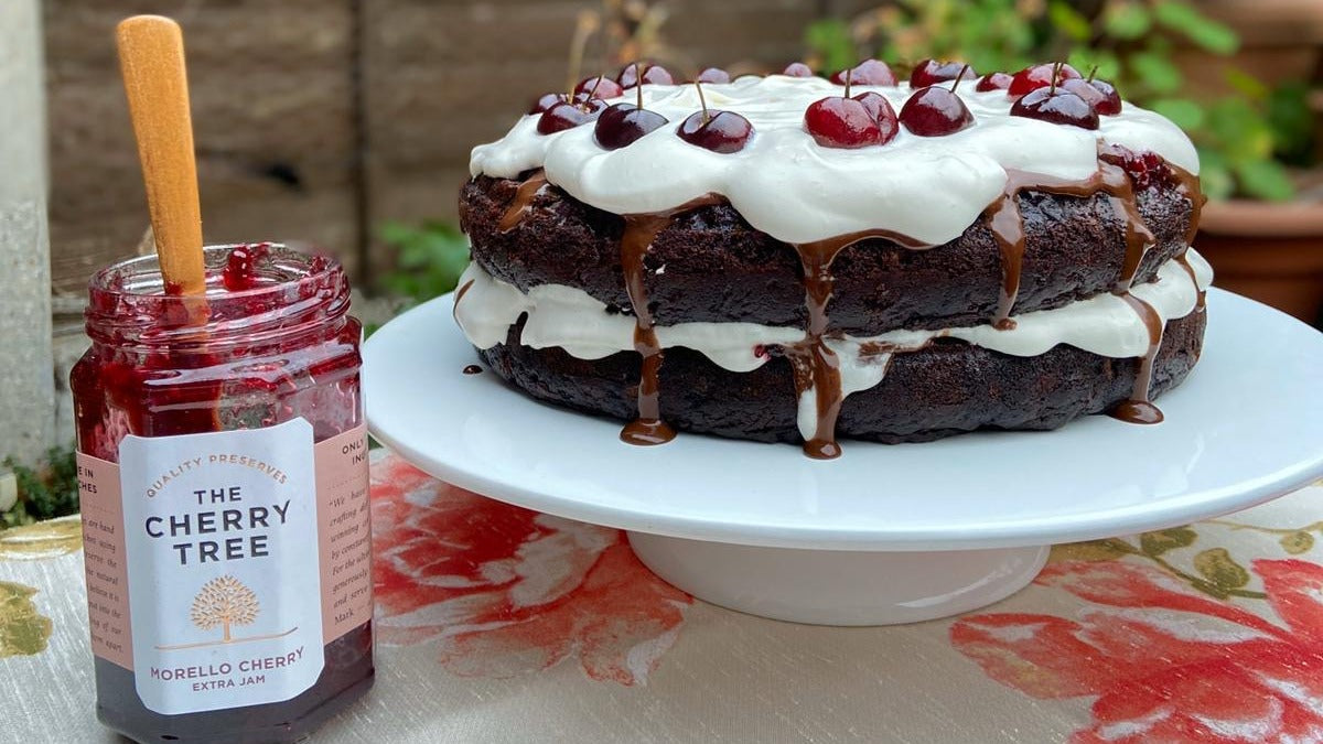 Vegan Black Forest Gateau With Morello Cherry Jam The Cherry Tree