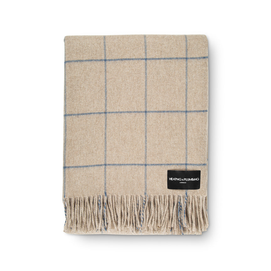 The Eternal Edition - 100% Cashmere Blanket - Taupe / Blue