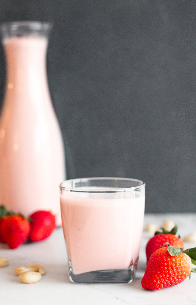 Strawberry Vanilla Cashew Milk