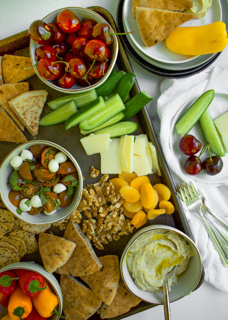 Sheet pan Mediterranean Mezze Platter 