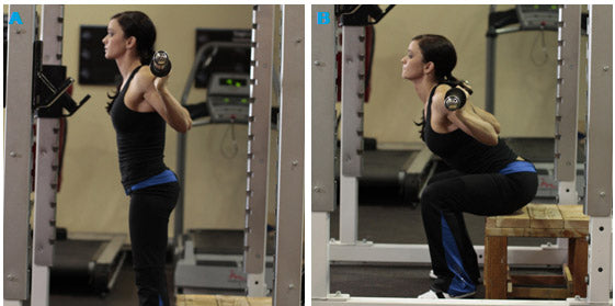 softball workout - woman doing a box squat