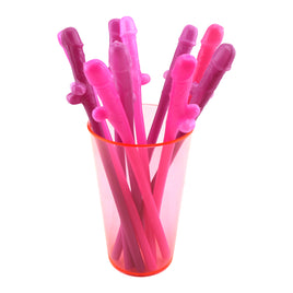 10 Pack Penis Sipping Straws - Pink