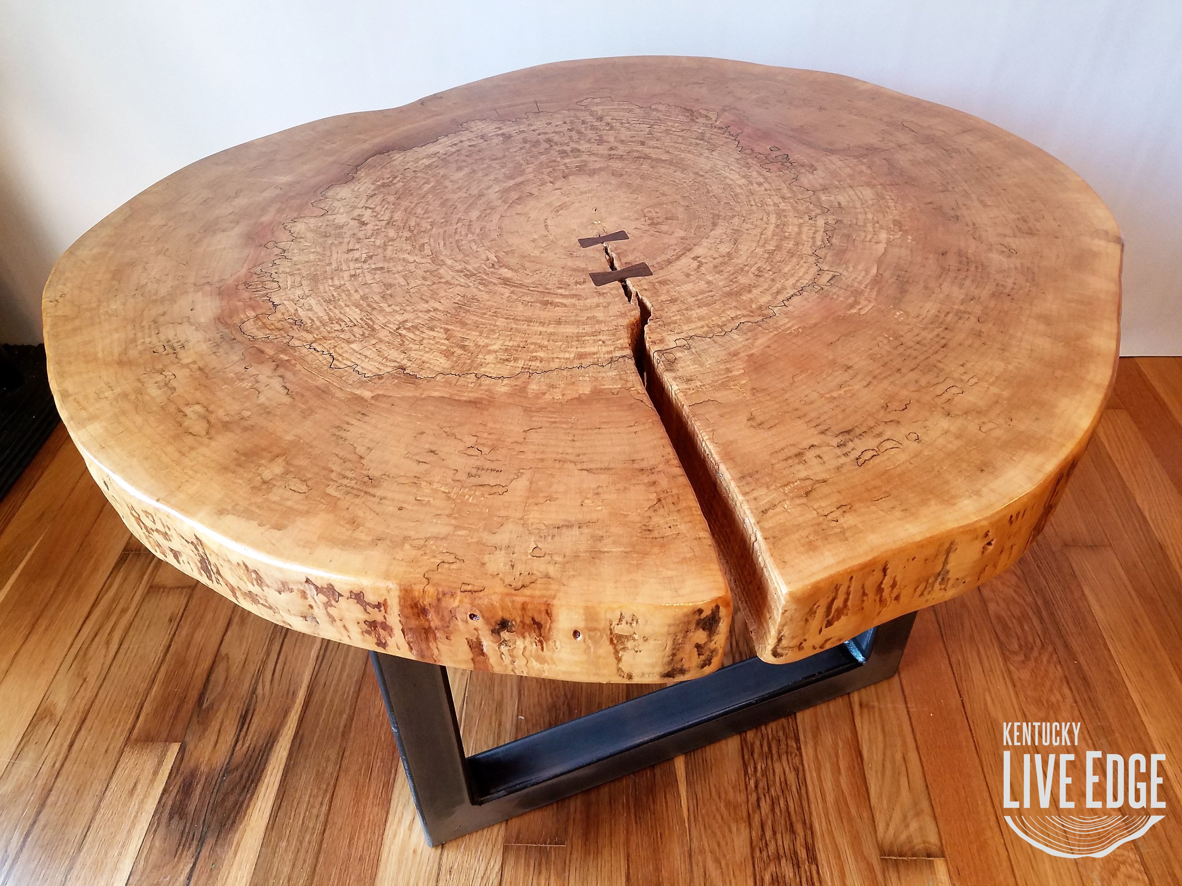 live edge wood end table