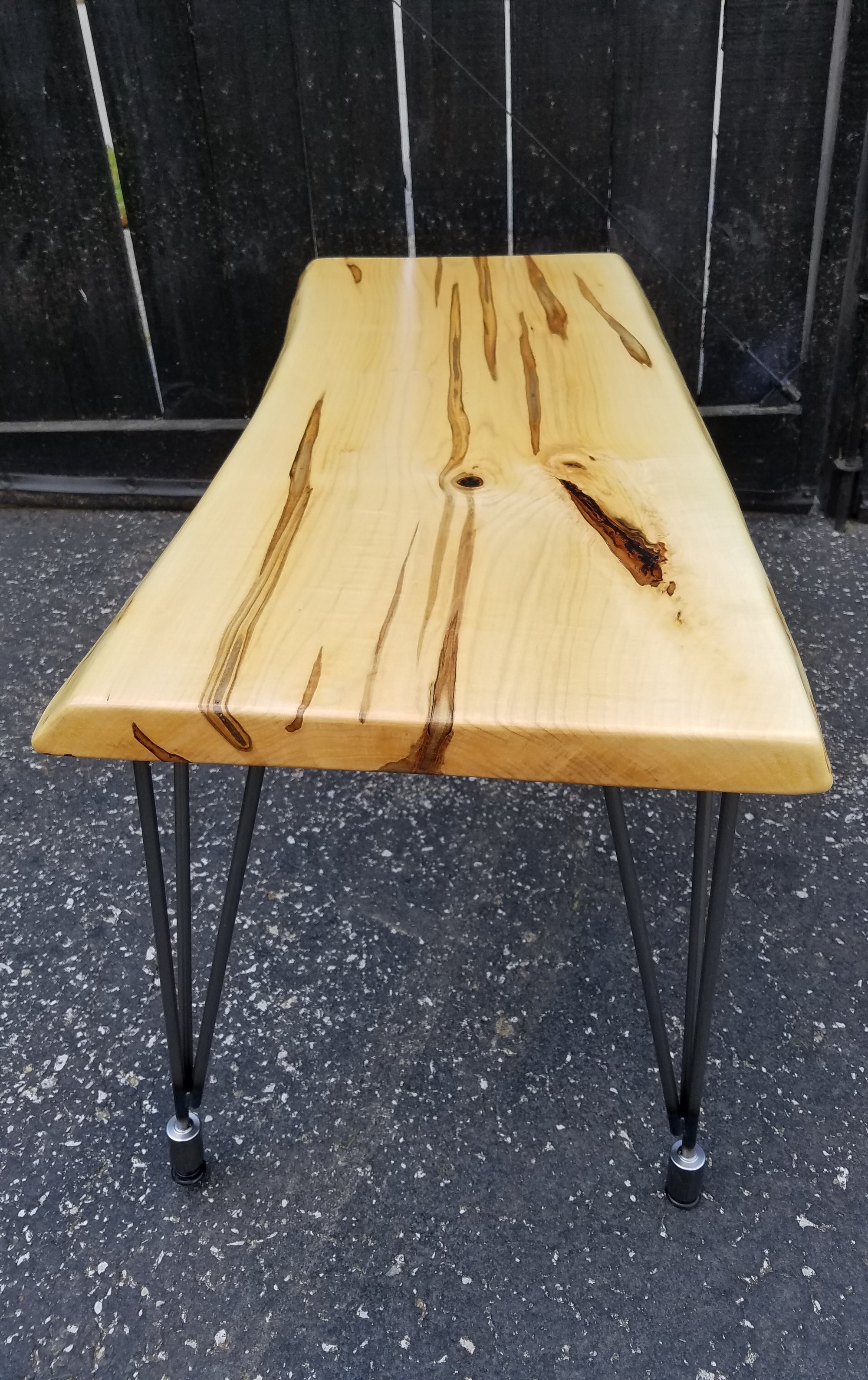 Ambrosia Maple Live Edge Coffee Table on Adjustable Steel Hairpin Legs