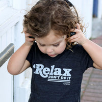 Relax Don’t Do It Kids Short Sleeve T-Shirt in Black by Tiny Remix at CURRENT LABEL
