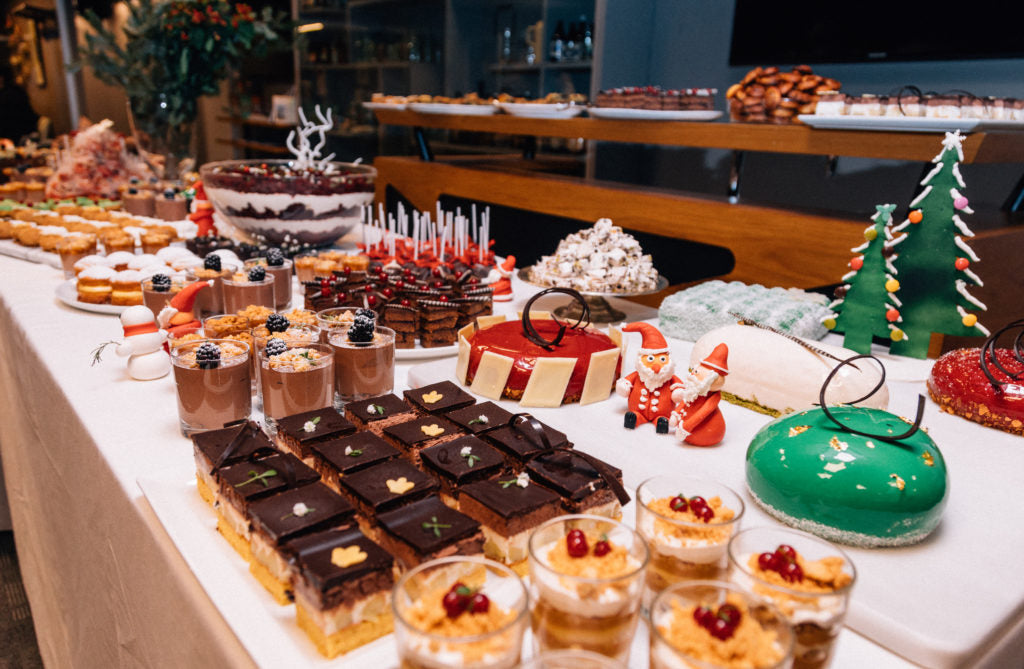 Table full of desserts