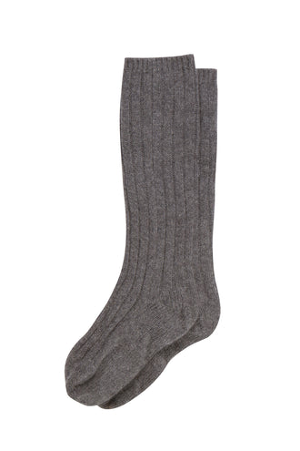 Ribbed Trim Cashmere Socks