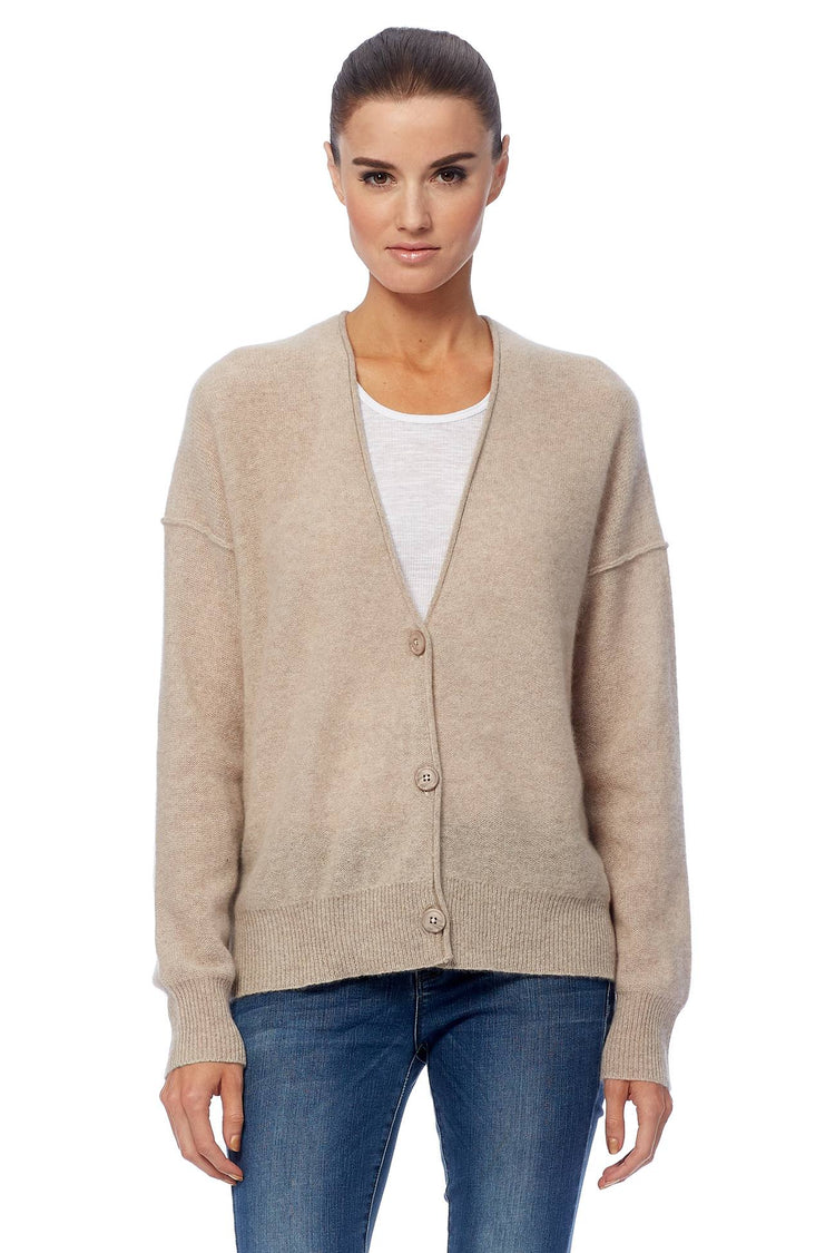 Women's Olivia Long Knit Wool Cashmere Blend Cardigan | 360Cashmere