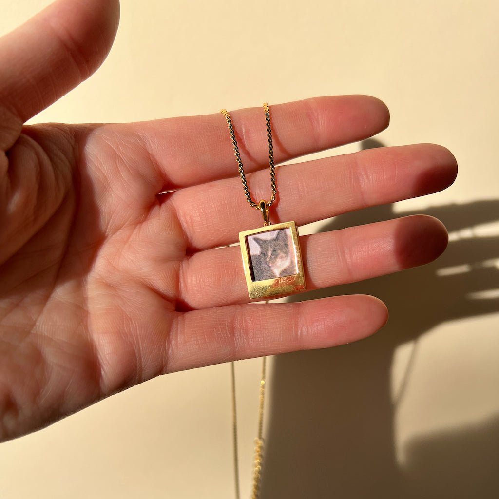 Polaroid Photo Charm - Honeycat Jewelry: custom Polaroid charm close-up