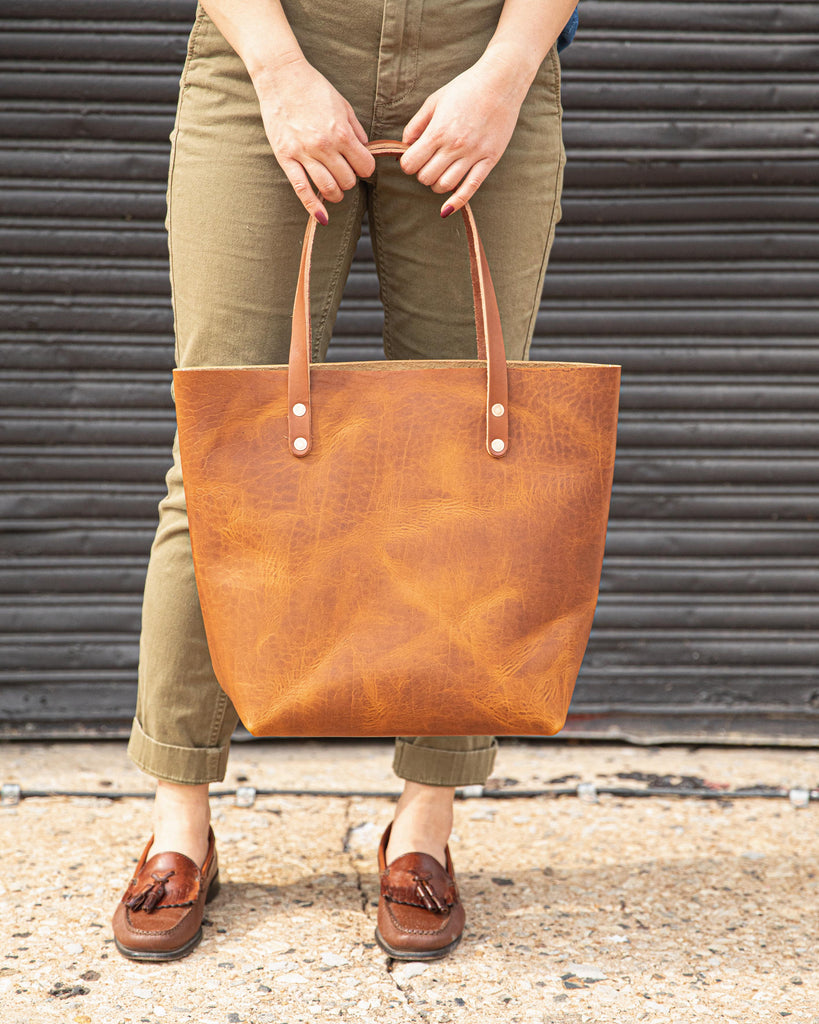 Honey Bison leather tote bag