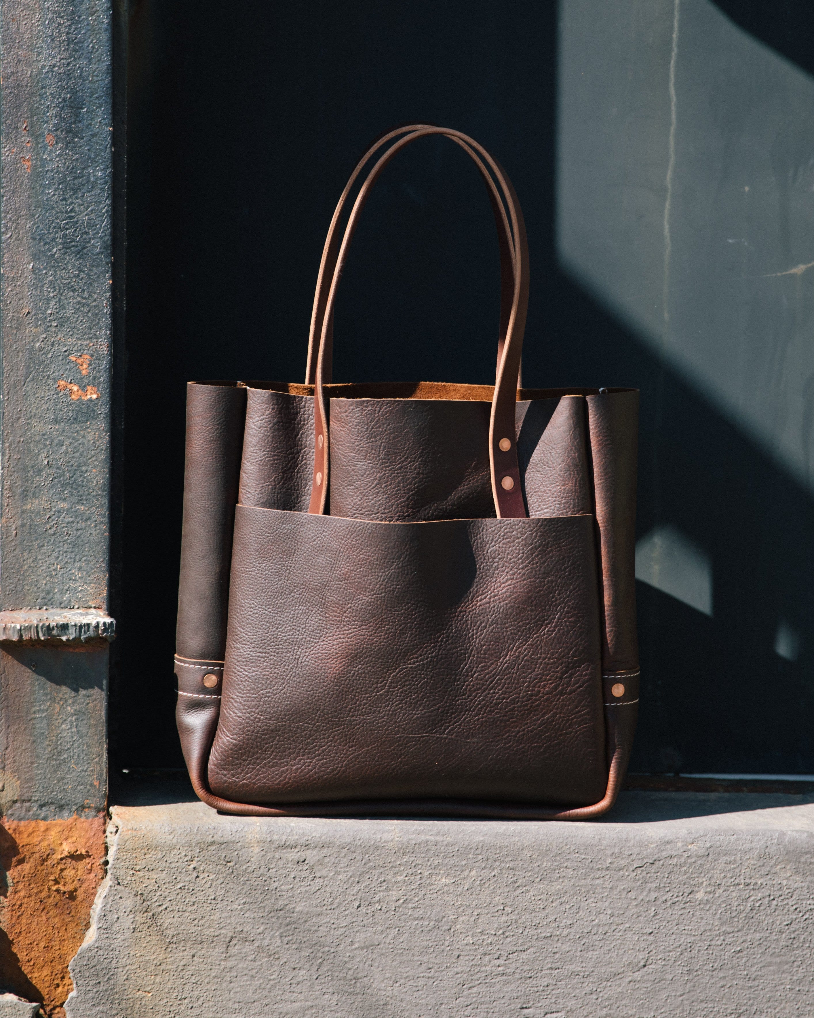 Brown Kodiak Carryall | Large Leather Tote Bags handmade by KMM & Co.