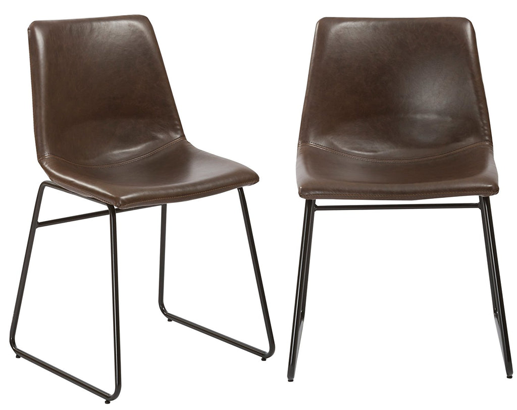 Btexpert Leather Upholstery Dining Chairs, Set of 2, Brown Rustic Styl ...