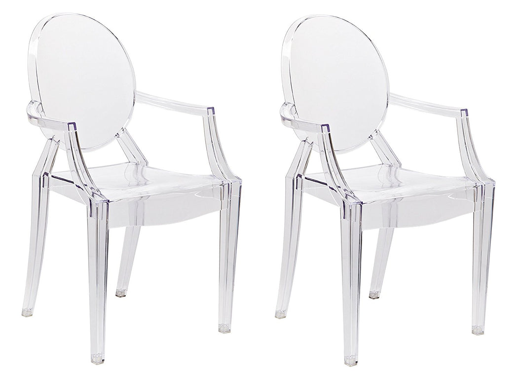 Pair Of Accent Transparent Dining Chair Armless Clear See Through